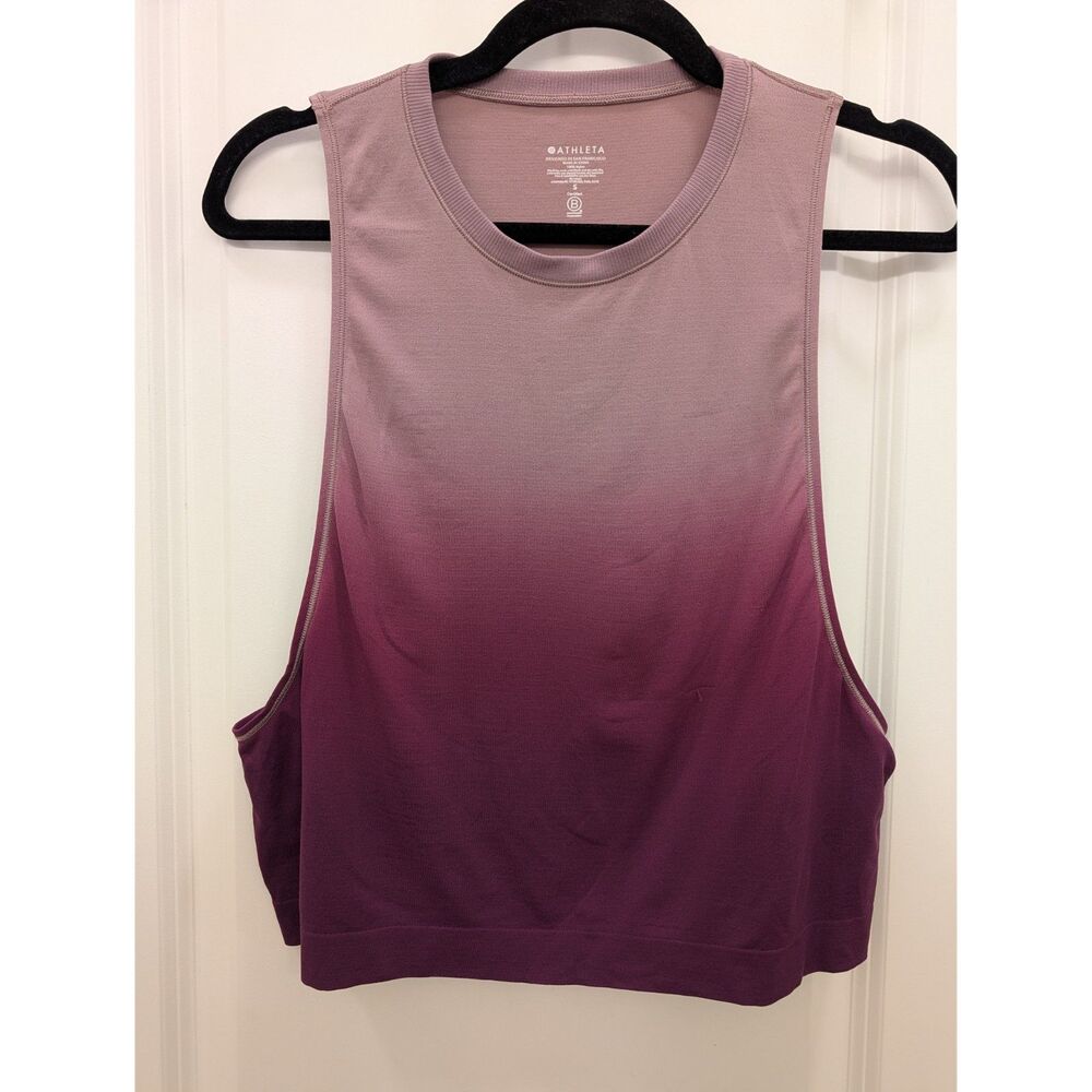 Athleta Tank Top Womens Small Ombre Purple Pink Seamless Athletic Workout Top